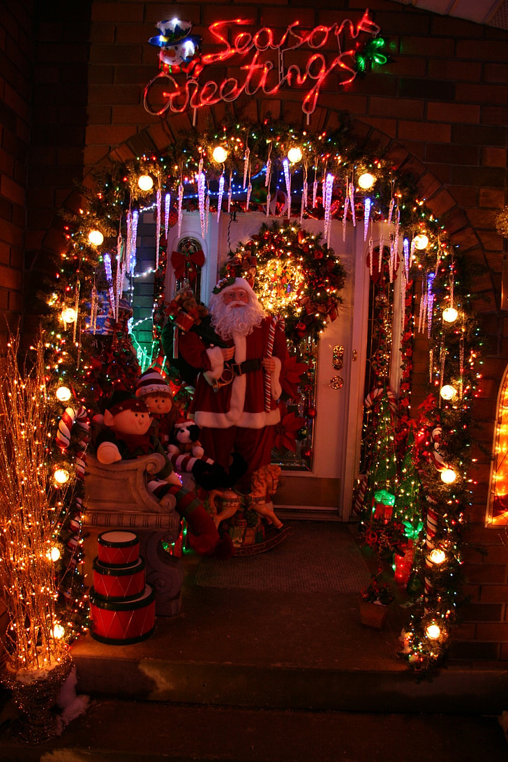 jul, lampor, dekoration, Holiday, ljus, Xmas, säsong