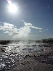 Strokkur, gejser, Island, varmt vand-dalen, Haukadalur, blaskogabyggd, udbrud