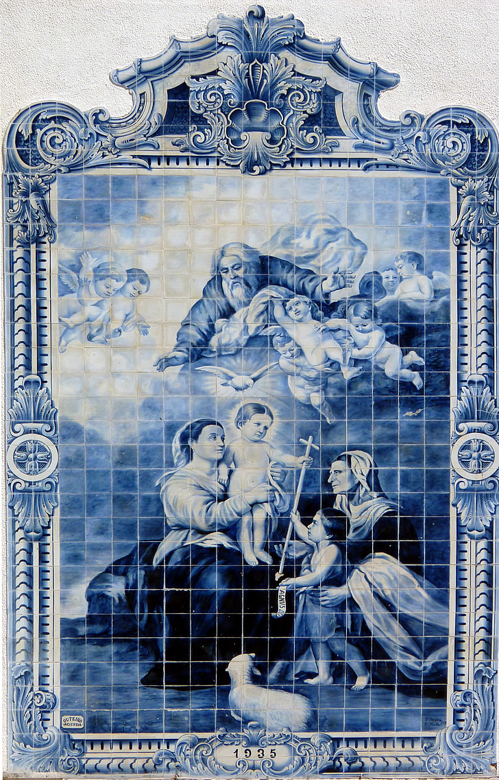 mosaico de, religión, escena de la Biblia, arte, azul