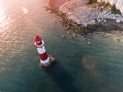 nature, landscape, aerial, flare, tower, lighthouse, beach