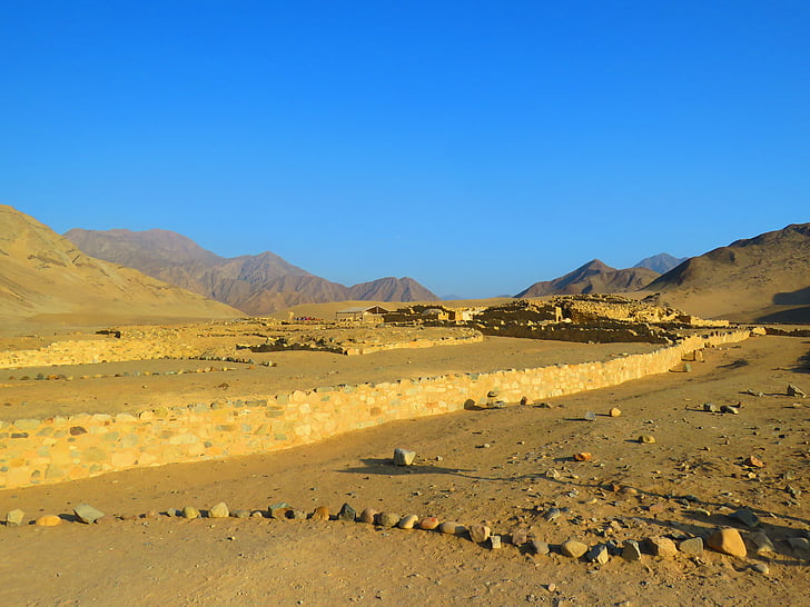 Wüste, Pyramide, Caral, Peru, alte Zivilisation