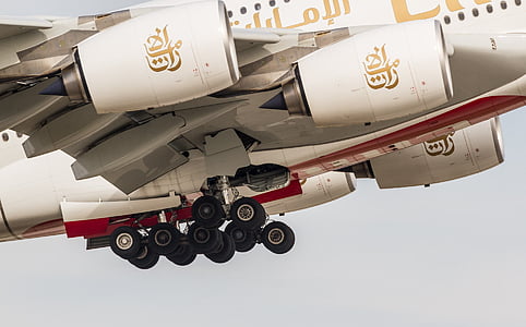 tecnologia, aeronaus, A380 d'Aerobús, xassís, rodes