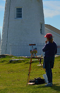phare, Acadia, Maine, dessin, artiste, à l’extérieur, photo