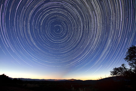 star trails, night, long exposure, starlight, space, rotation, astronomy