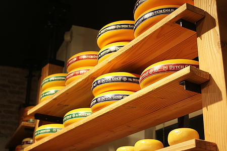 奶酪, 阿姆斯特丹, 半圆, 一轮, 黄色, 乐队, 书架