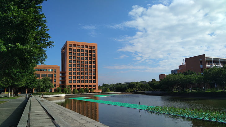 architecture, building, pond, water