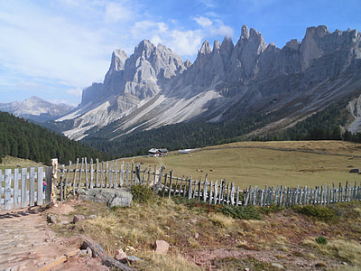 Gruppo delle odle, kalnai, Alpės, Italija, peizažas, Alpės, lauko