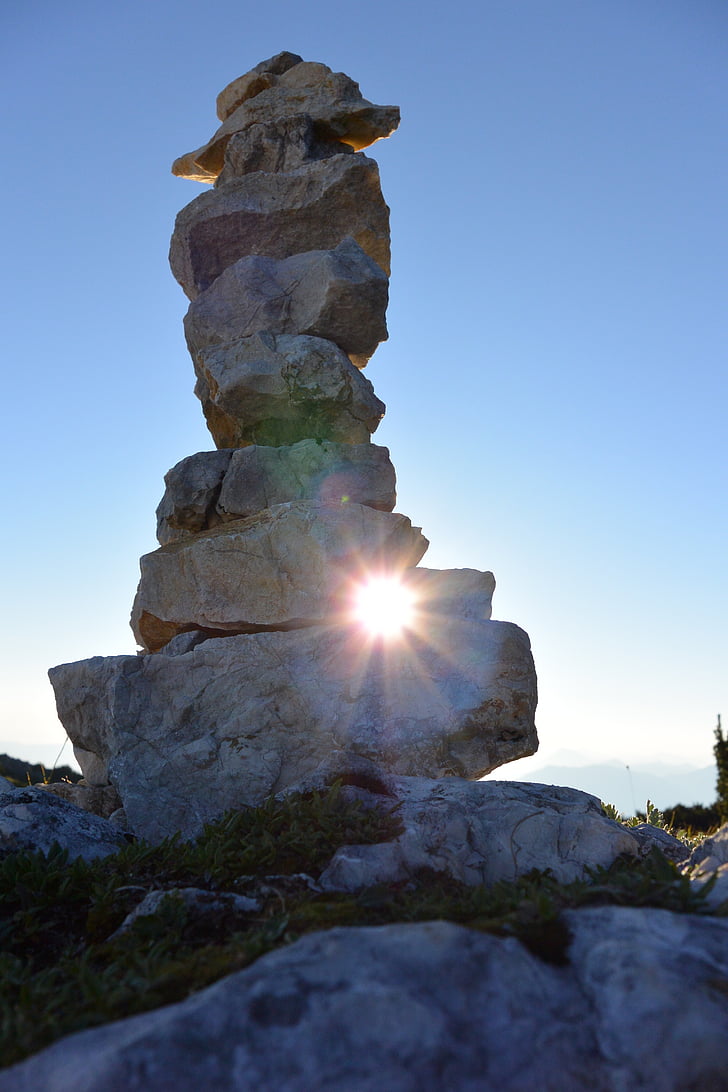 sculpture, sun, stones, figure