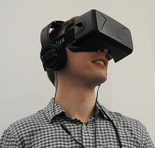 home, negre, realitat virtual, òcul, VR, tecnologia, futur