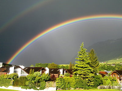 rainbow, double, double rainbow, sky, mood, homes, nature
