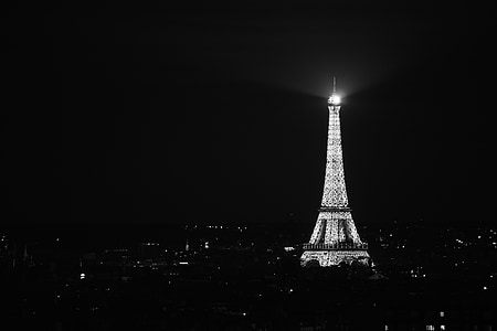 光, 晚上, 照明, 巴黎, 法国, 灯, 旅游