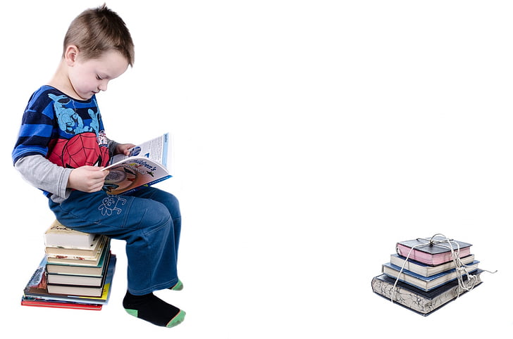 дете, книга, Момче, изучаване на, изолирани, образователни, мъдростта