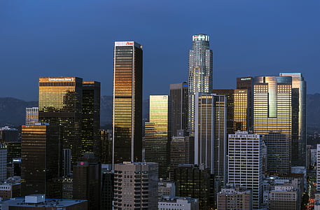 los angeles, skyline, downtown, urban, architecture, business, cityscape