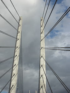 мост, небе, Дания, Йоресунд (мост), висящ мост, мост - човече структура, архитектура