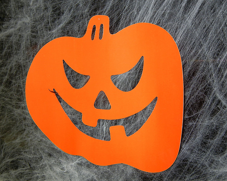 Halloween, jack o lantern, Dísz, papír, dekoráció, narancs