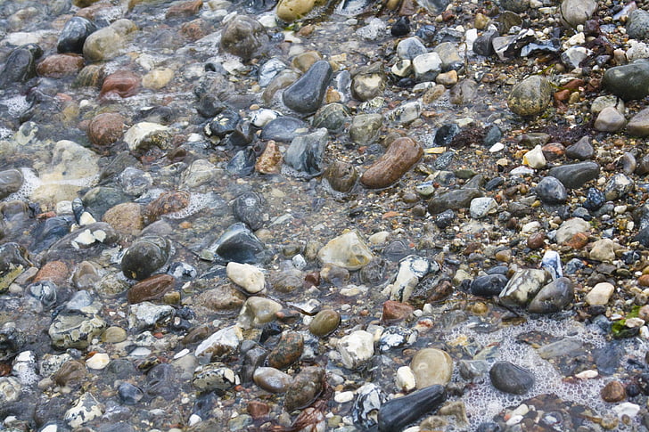 kameny, pláž, pozadí, Já?, mokrý, kameny na pláži, Oblázek