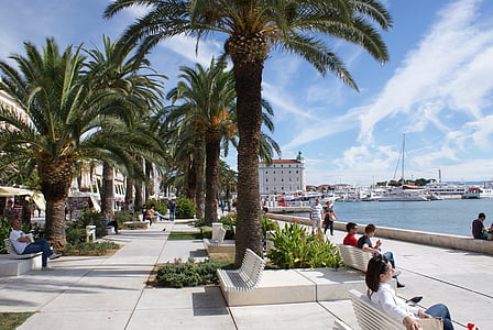 Horvátország, Split, a sétány, hajók, Port, Távtartó, többi