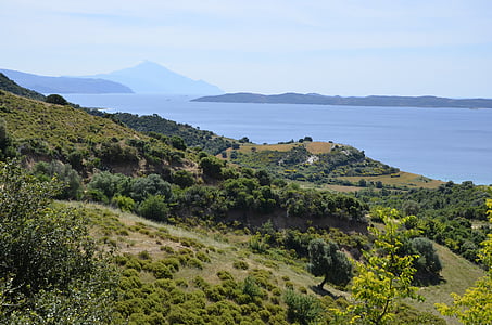 Grecia, Halkidiki, mar, el mar Egeo, Monte athos, naturaleza