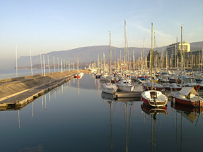 езеро, лодка, порт, платноходка, Savoie, екс, вода