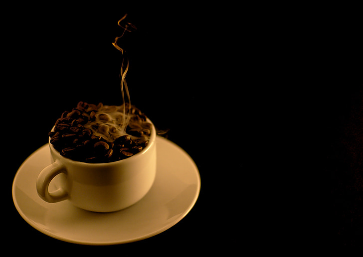káva, Java, horká, vztekat se, kouř, šálek kávy, pohár
