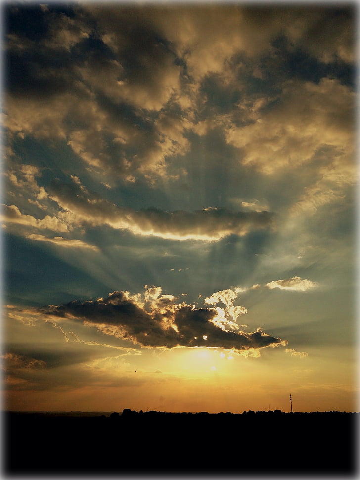 Olkusz, Polen, solnedgång, Sky, landskap