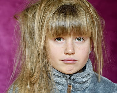 child, girl, blond, face, view, expression, blond Hair