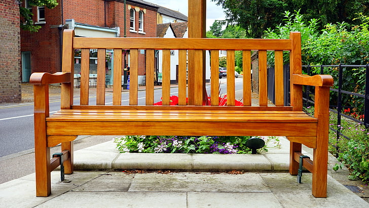 bench, street, village, outdoors, wooden, old, uk