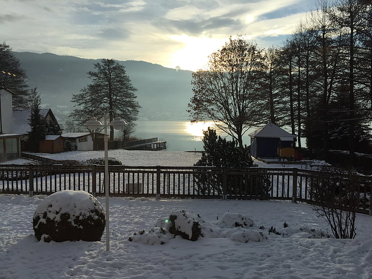 오스트리아, 카린 시아, 눈, 겨울, 겨울, 호수, 자연
