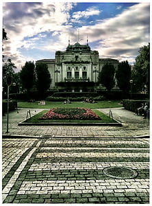 Bergen, Norsko, Parlament, budova, Architektura, Skandinávie, město