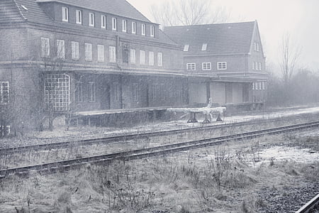 winter, railway station, snow, station, railway, train, seemed