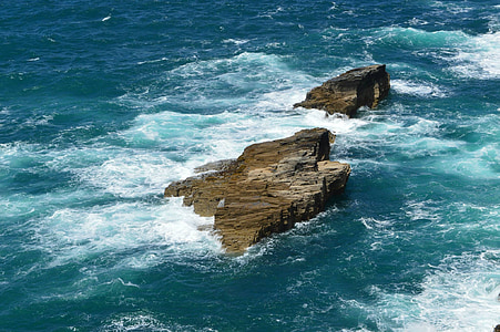 sea, rocks, water, wave, seascape, blue, nature
