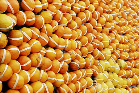 orange, citron, fruits, beaucoup, fruits, mur, nourriture et boisson