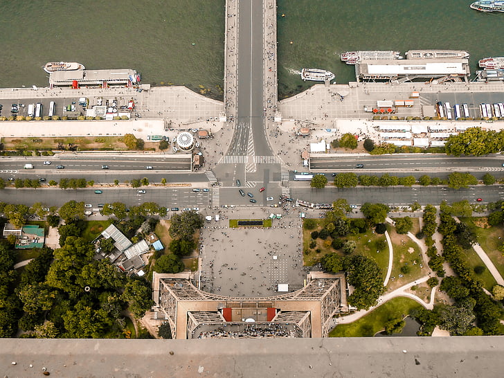 Eiffel, Torre, In alto, vista, trasporto, industria, giorno
