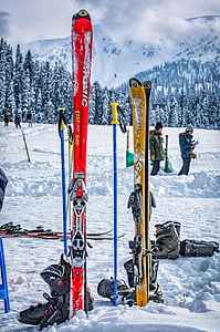ski, ski boots, equipment, skiing, sport, winter, snow