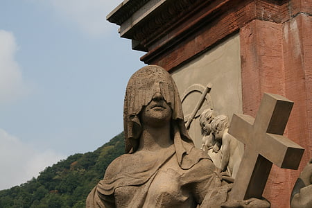 statuen, Bridge, Heidelberg, gamle broen, historisk, figur, gamlebyen