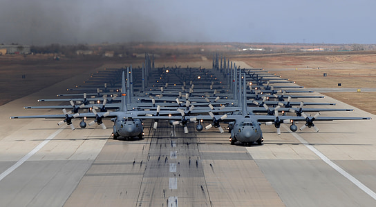 军用飞机, 跑道, 培训, 美国, 锻炼, c-130, 货物