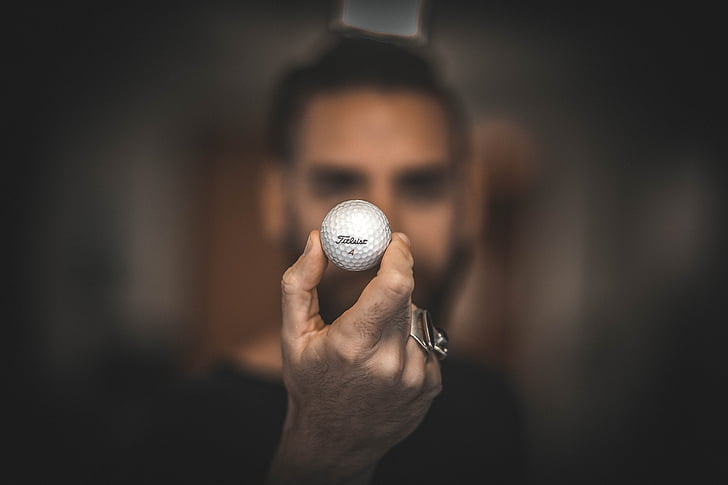 sfera di golf, mano, macro, uomo, Sport, palla, pratica