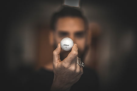 mingi de golf, mână, macro, om, sport, mingea, practicarea