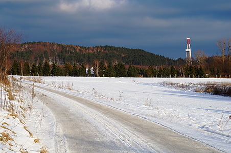 gás natural, pesquisa, plataforma de petróleo, equipamento de perfuração, neve, Inverno, natureza