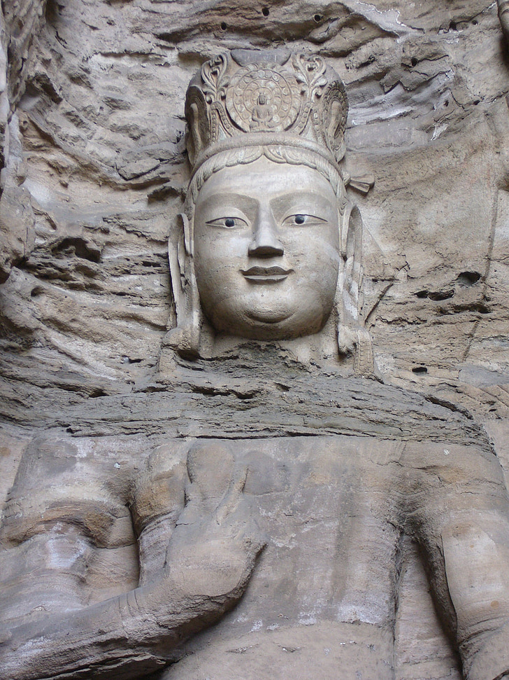 Datong, Kina, Buddha, staty, Yungang grottorna, skulptur, Asia