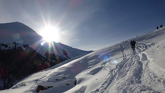 Italija, Pietų Tirolis, rojental, Marijampolė, nutolusiose skiiing, žiemą, sniego