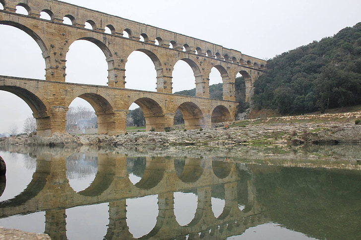pont du gard, aqueduct, viaduct, releases, paris, ancient rome, river roach