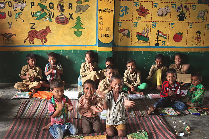 children, different, drawings, faces, happy, rural, school