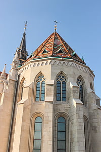 Catedral, Igreja, Budapest, janela, telhado, Cruz, cristão