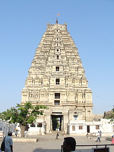 られたヴィルパカシャ寺, ハンピ, ユネスコのサイト, カルナータカ州, インド, 旅行, 宗教的です