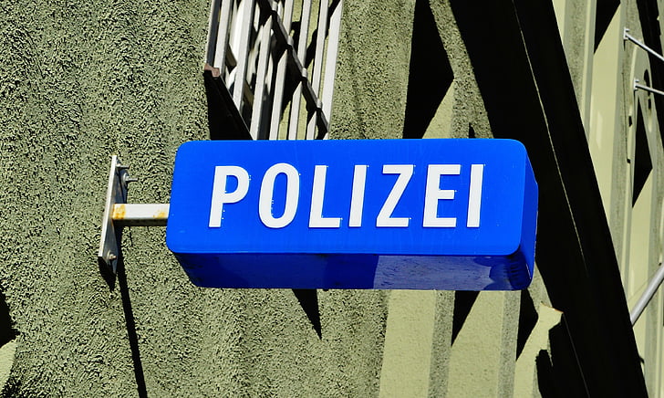 Policija, Policijska stanica, štit, uprava policije, u Münchenu