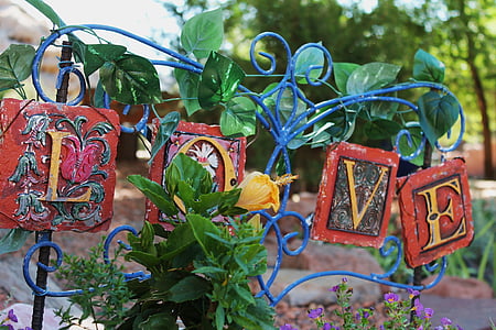 arte jardín, amor, jardín, diseño de jardines, flor, Vintage floral, arte al aire libre