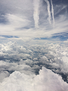 clouds, plane, sky, airplane, travel, fly, flight