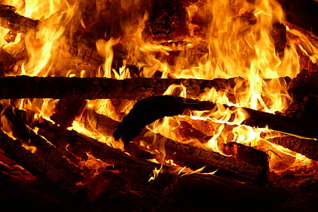 eld, Flame, trä, bränna, trä brand, varumärke, natt