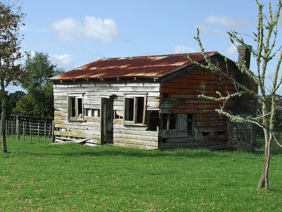 barraca, abandonat, cobert, rural, fusta, fusta, exterior